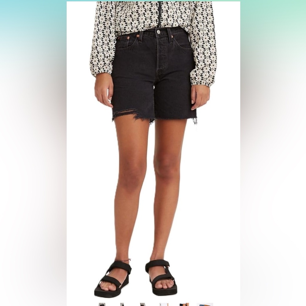 Levi's Women's Premium 501 Mid Thigh Short- Black